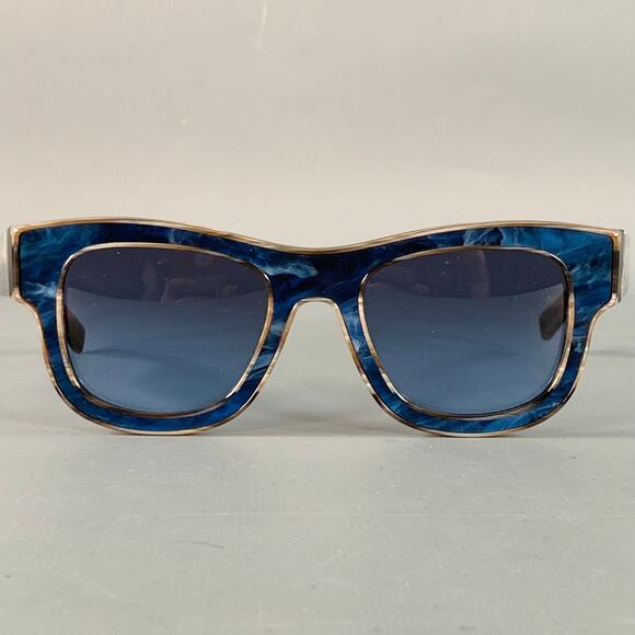 DOLCE & GABBANA Blue Brown Marbled Acetate Square Sunglasses - Picture 1 of 7